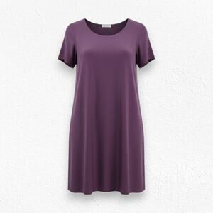 Wilfred Free Plum Purple Rayon Shift Dress Short Sleeve Minimalist Size Small